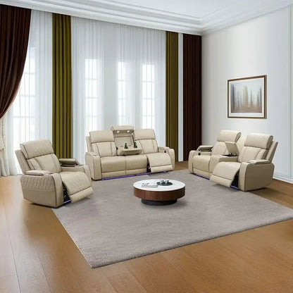 Recliner Living Room Set with LED Lighting