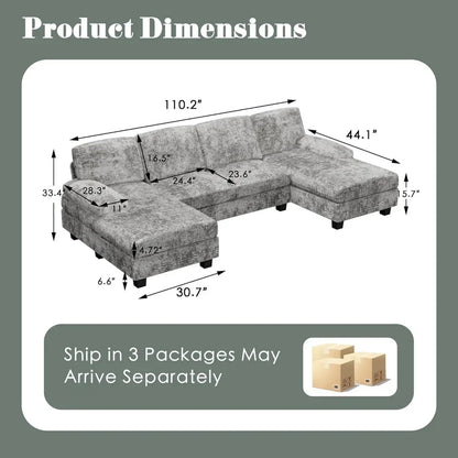 4 Seat U-Shaped Convertible Sectional Sofa Couch