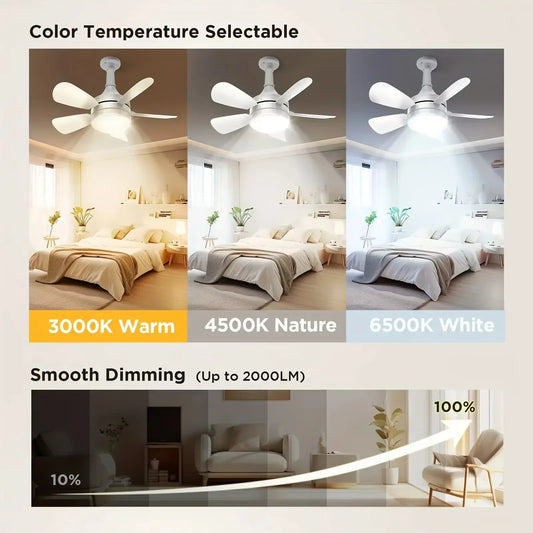 LED Ceiling Fan Light with Remote Control 85V-265V Voltage 3 Color Lights