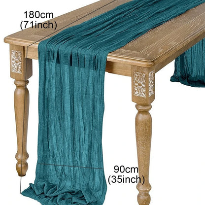 Semi-Sheer Sage Gauze Cheesecloth Table Runner