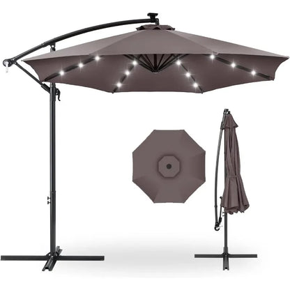 10ft Solar LED Hanging Patio Umbrella