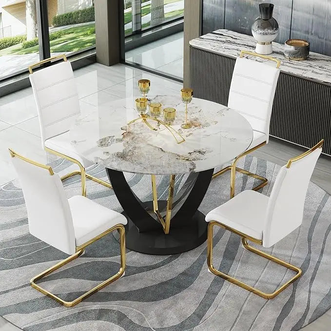 4 sets of 48" round dining table with 4 cushioned chairs