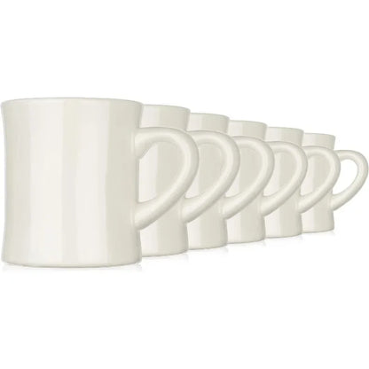 Set of 6 Off White Coffee Mugs