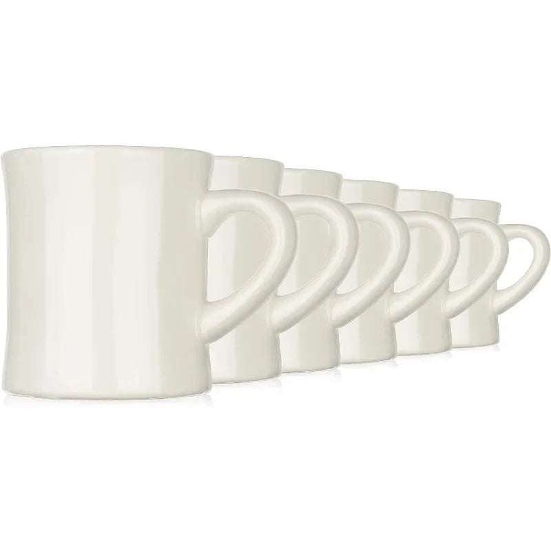Set of 6 Off White Coffee Mugs
