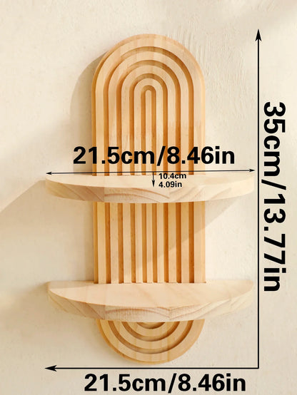 1Pc Boho Style Wooden Wall Shelves