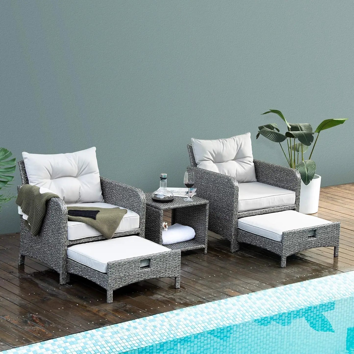 5 Pc Wicker Patio Furniture Set