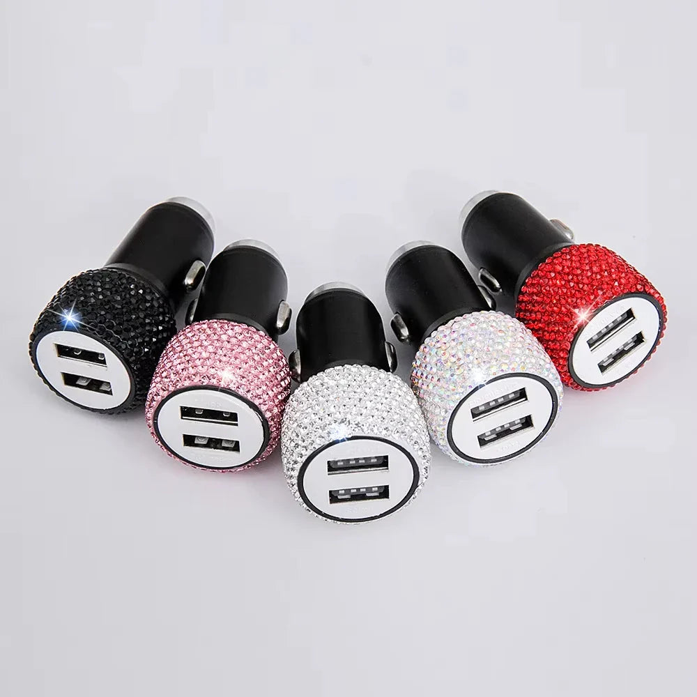 New Bling USB Car Charger Dual Port Fast Adapter