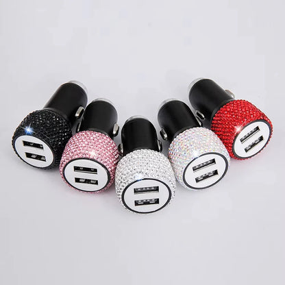 New Bling USB Car Charger Dual Port Fast Adapter