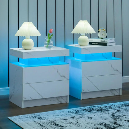 LED Nightstand with 2 Drawers