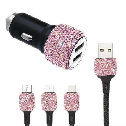 New Bling USB Car Charger Dual Port Fast Adapter