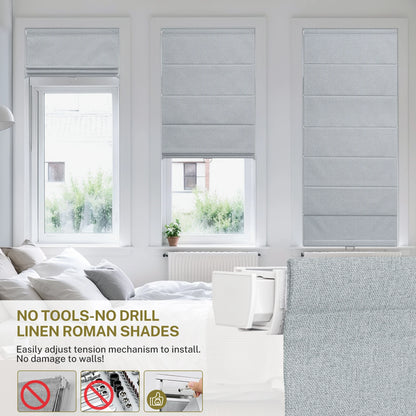 No Drill Linen Roman Shades