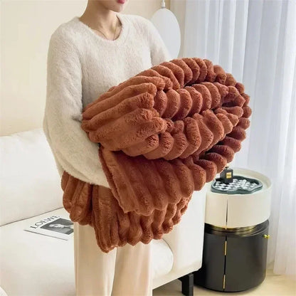 Rabbit Plush Autumn Warm Blanket for Bed