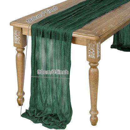 Semi-Sheer Sage Gauze Cheesecloth Table Runner