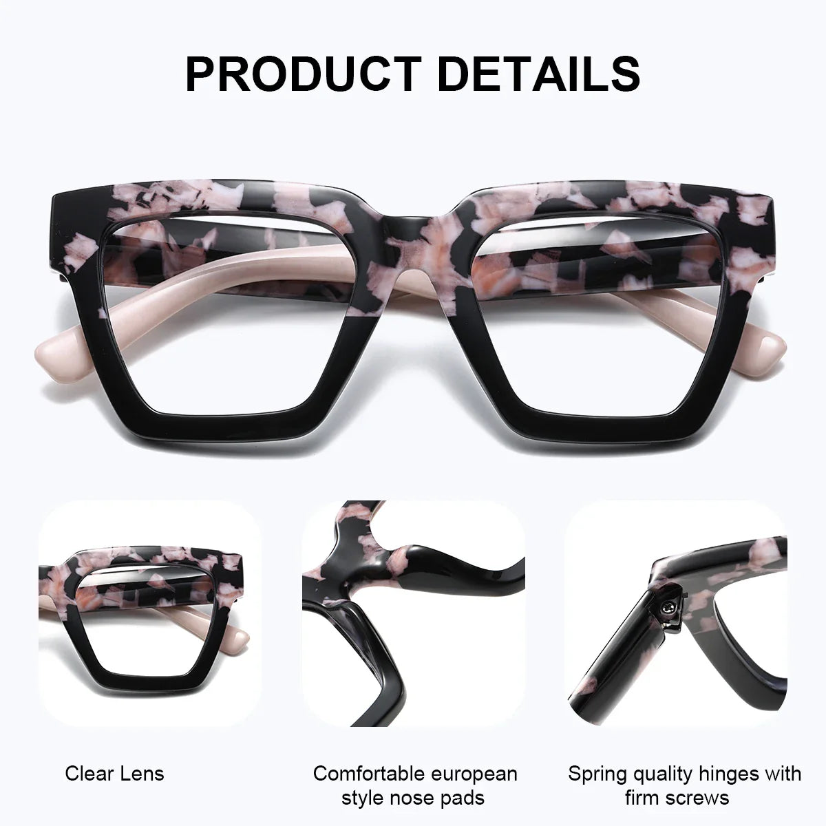 BARCUR Large Fashionable Frame Pink Reading Glasses for Women