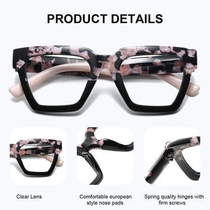 BARCUR Large Fashionable Frame Pink Reading Glasses for Women