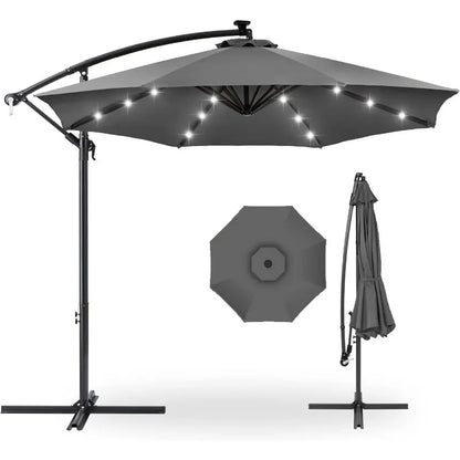 10ft Solar LED Hanging Patio Umbrella