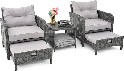 5 Pc Wicker Patio Furniture Set