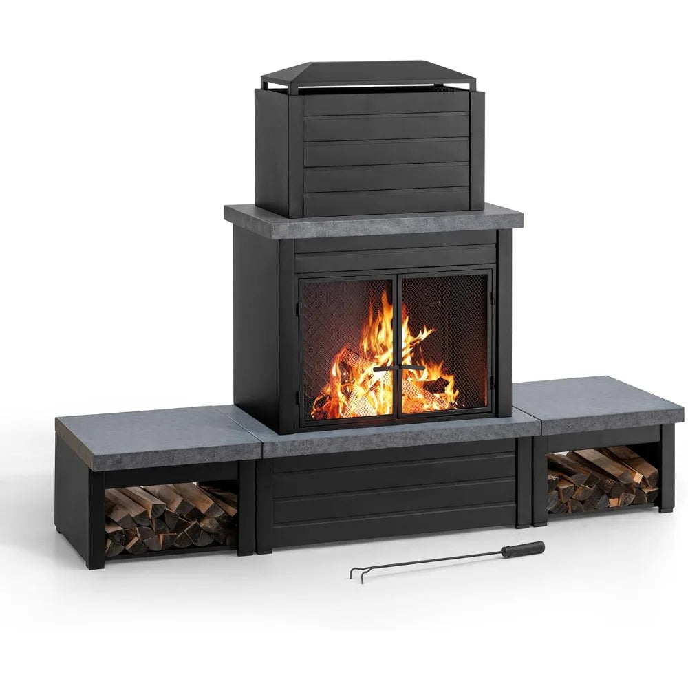 Outdoor Wood Burning with Chimney