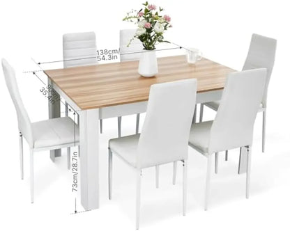 High Back Faux Leather Dining Table and Chairs