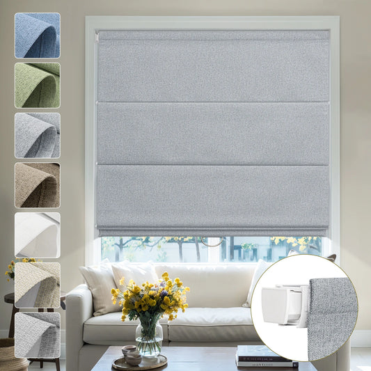 No Drill Linen Roman Shades