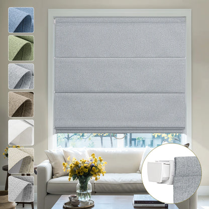 No Drill Linen Roman Shades