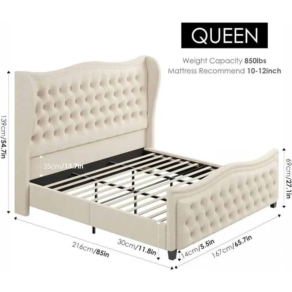 55" Queen or King Size Bed Frame and Headboard