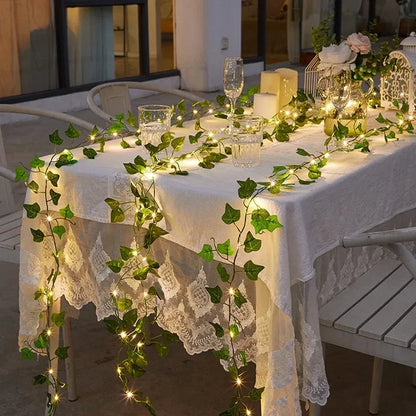 Fake Green Leaf Ivy Vine with LED Lights Garland Home Decor