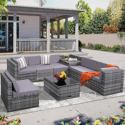 8 Pieces Outdoor Wicker Rattan Patio Furniture