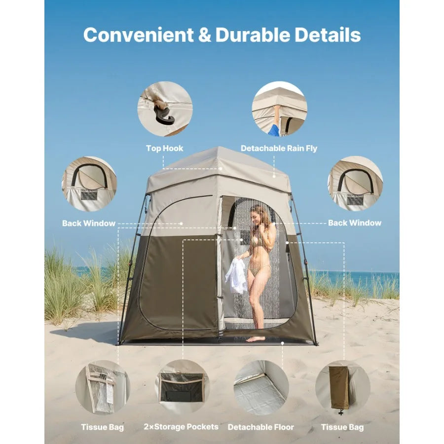 Camping Shower Tent 2 Room Foldable Portable Privacy Changing Room