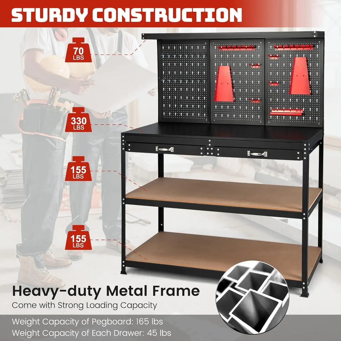 Metal Pegboard Work Bench