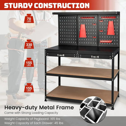 Metal Pegboard Work Bench