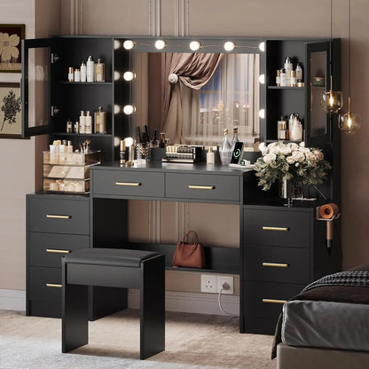 58.3" Vanity Desk with Mirror & Lights