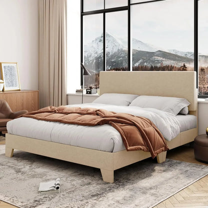 Bed Frame with Adjustable Headboard, Mattress Foundation, No Box Spring Needed