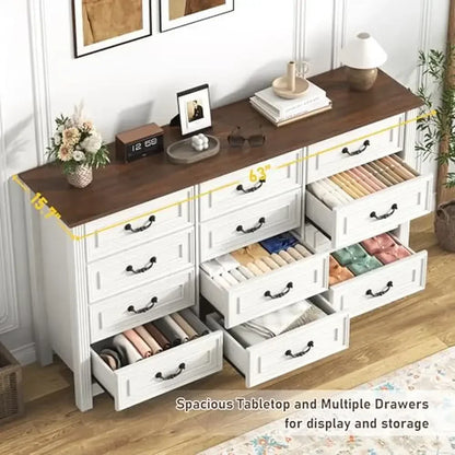 Farmhouse 12-Drawer Wood Dresser