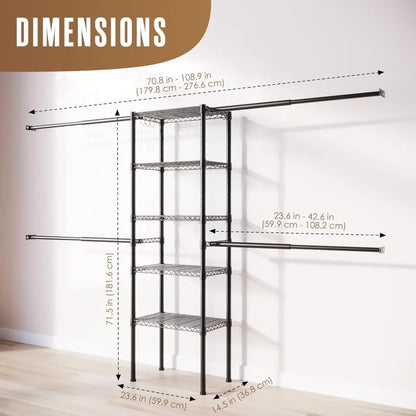 HD Clothes Rack, Closet Shelves Wall Mounted