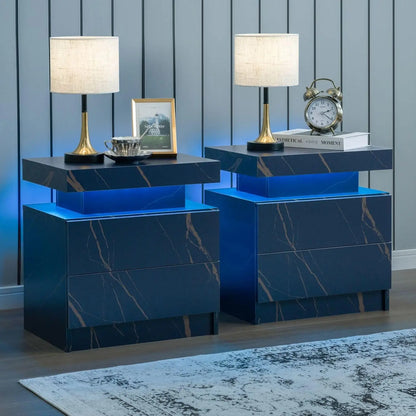 LED Nightstand with 2 Drawers