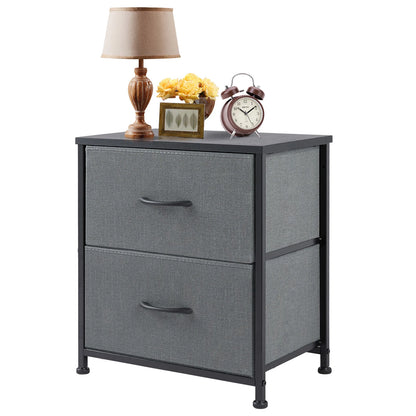 Nightstand/Bedside Coffee Table For Bedroom 2 Fabric Drawers