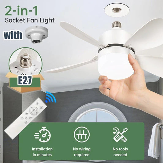 LED Ceiling Fan Light with Remote Control 85V-265V Voltage 3 Color Lights