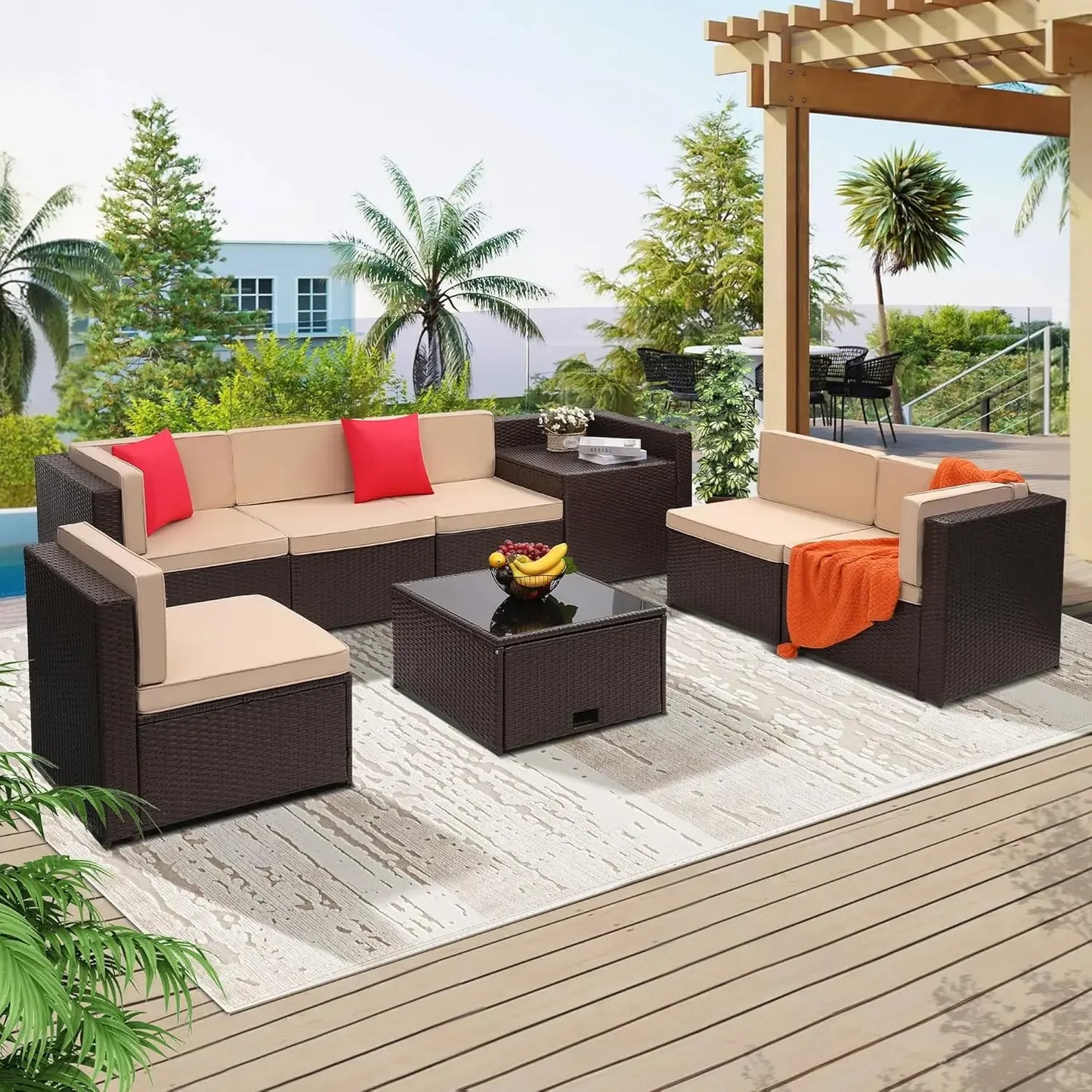 8 Pieces Outdoor Wicker Rattan Patio Furniture