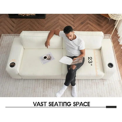 89" Modern Sof6a w/Cup Holders & USB Charging Ports