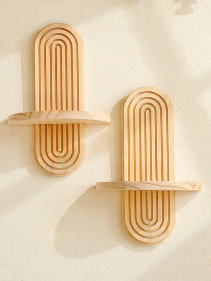 1Pc Boho Style Wooden Wall Shelves