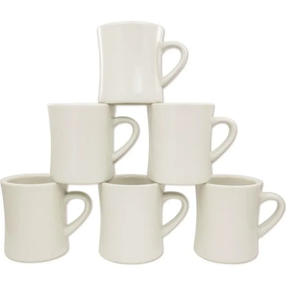 Set of 6 Off White Coffee Mugs