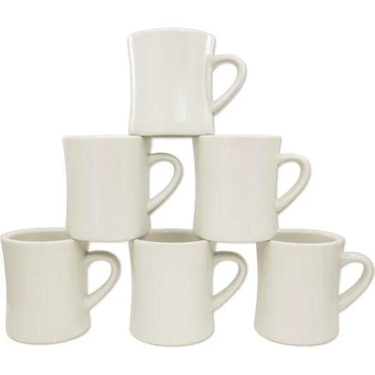 Set of 6 Off White Coffee Mugs
