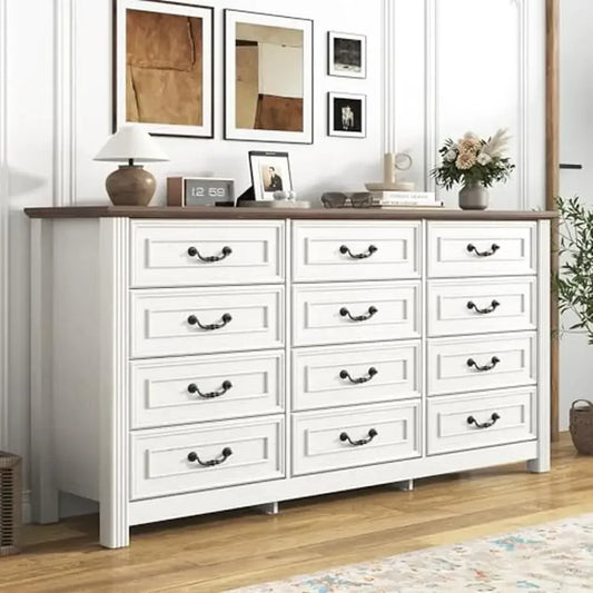 Farmhouse 12-Drawer Wood Dresser