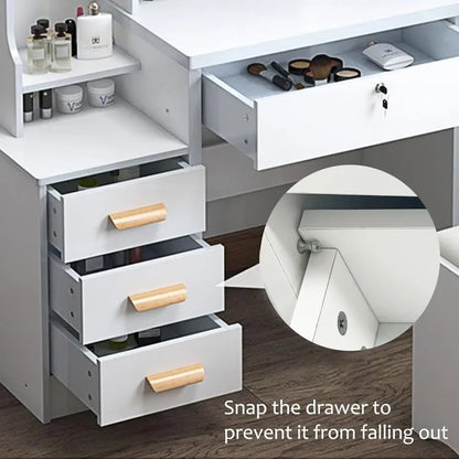 Makeup Vanity Set with Mirror, Lights and Chair