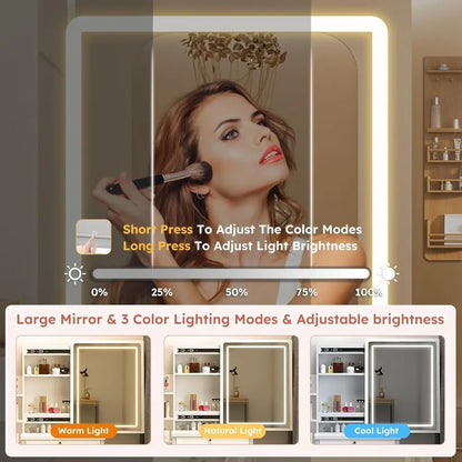 Makeup Vanity Set with Mirror, Lights and Chair