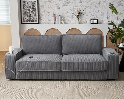 89" Modern Sof6a w/Cup Holders & USB Charging Ports
