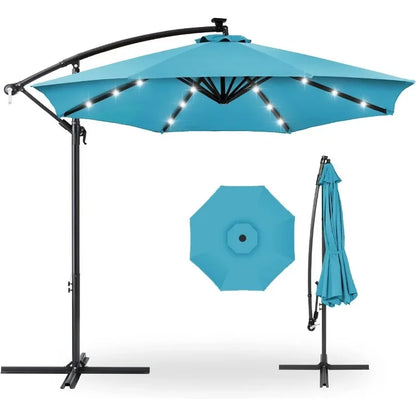 10ft Solar LED Hanging Patio Umbrella