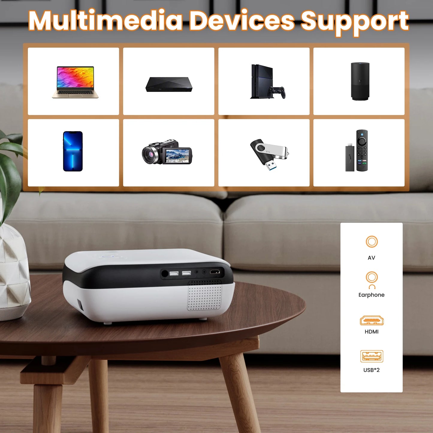 Bluetooth Portable Outdoor Projector