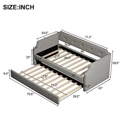 Twin Size Upholstered Trundle Daybed